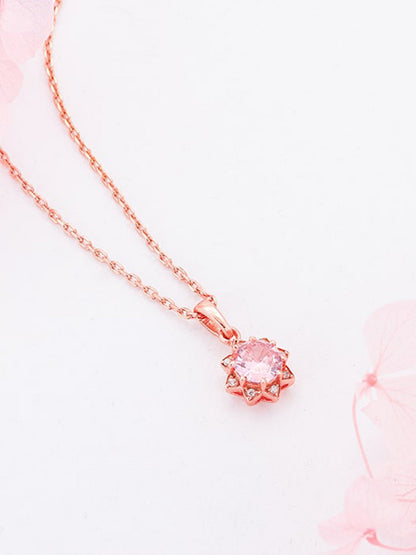 Rose Gold May You Always Bloom Pendant With Link Chain