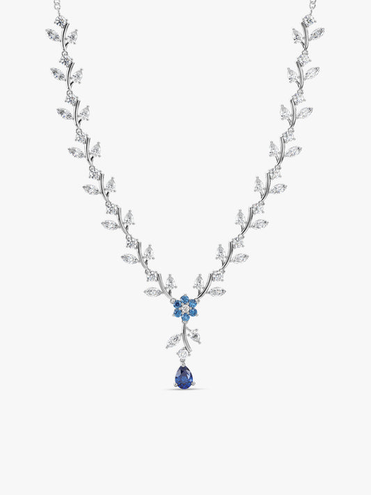 Silver Blue Daisy Necklace
