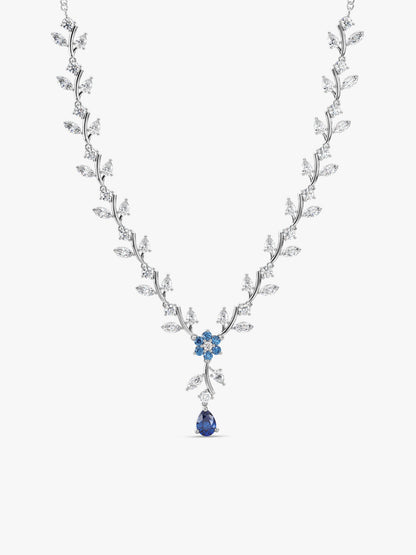 Silver Blue Daisy Necklace