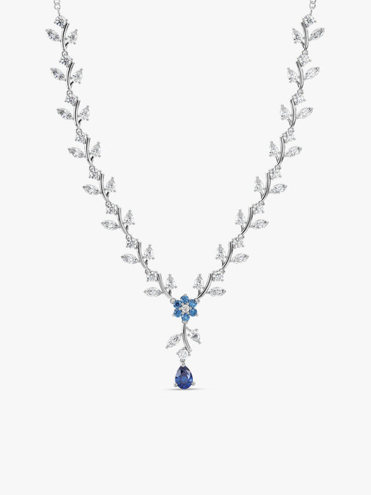 Silver Blue Daisy Necklace