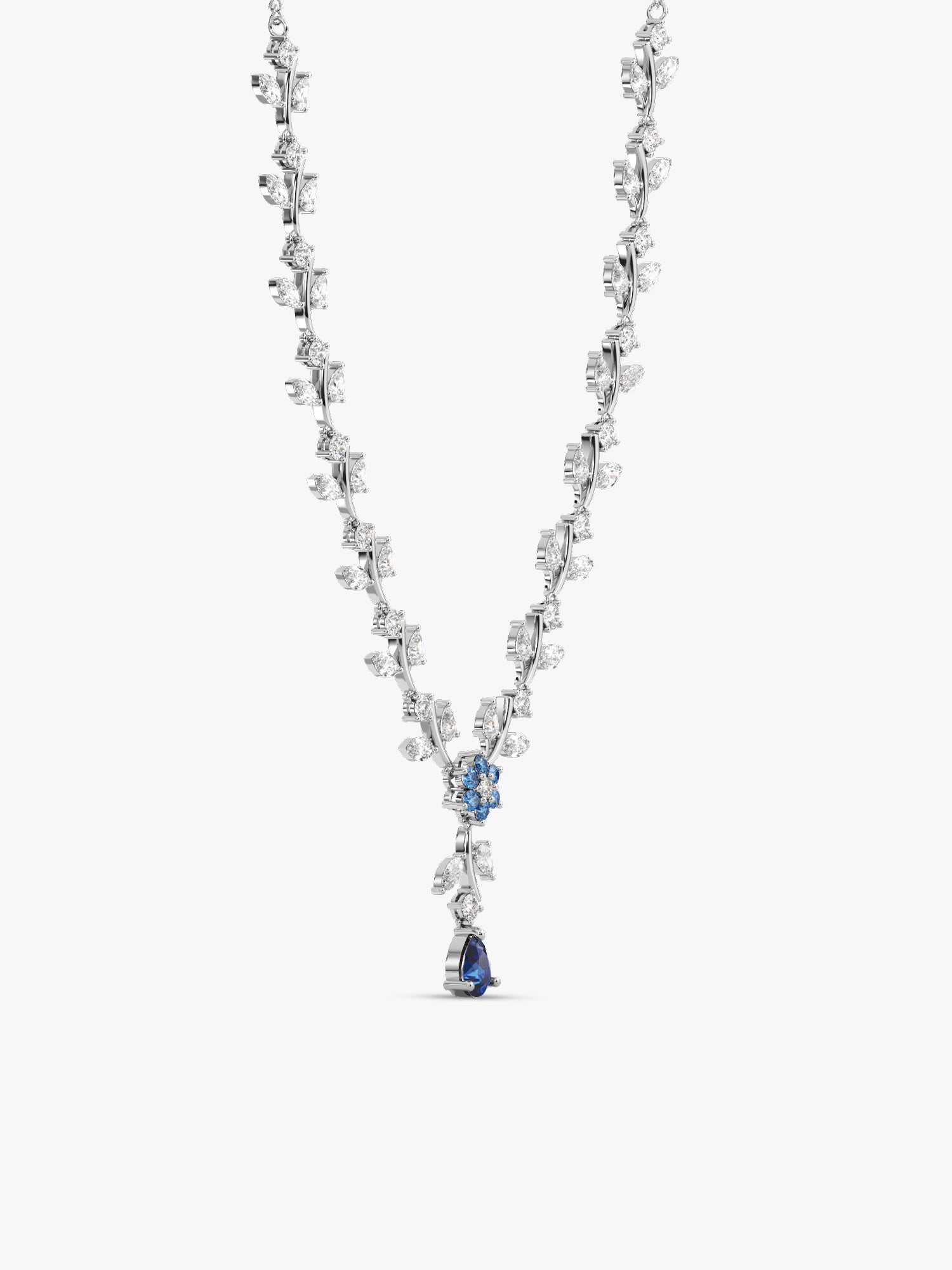 Silver Blue Daisy Necklace