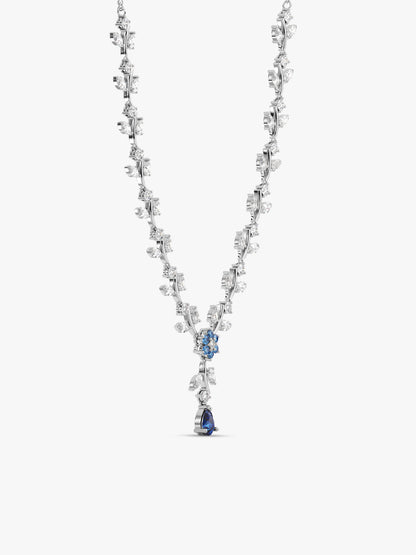 Silver Blue Daisy Necklace