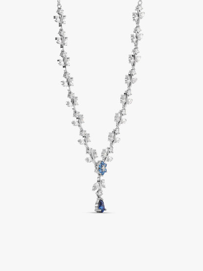 Silver Blue Daisy Necklace