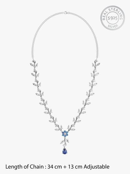 Silver Blue Daisy Necklace