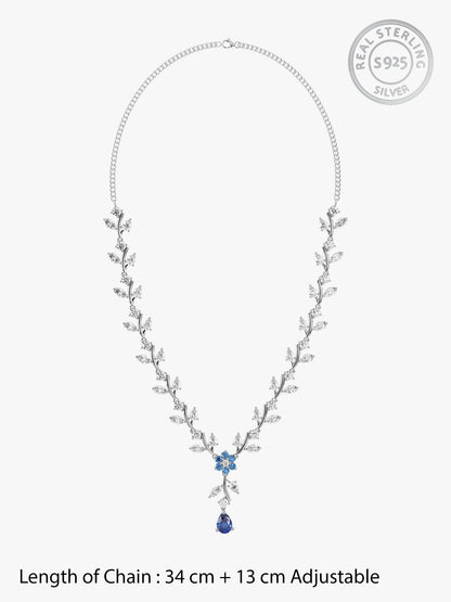 Silver Blue Daisy Necklace