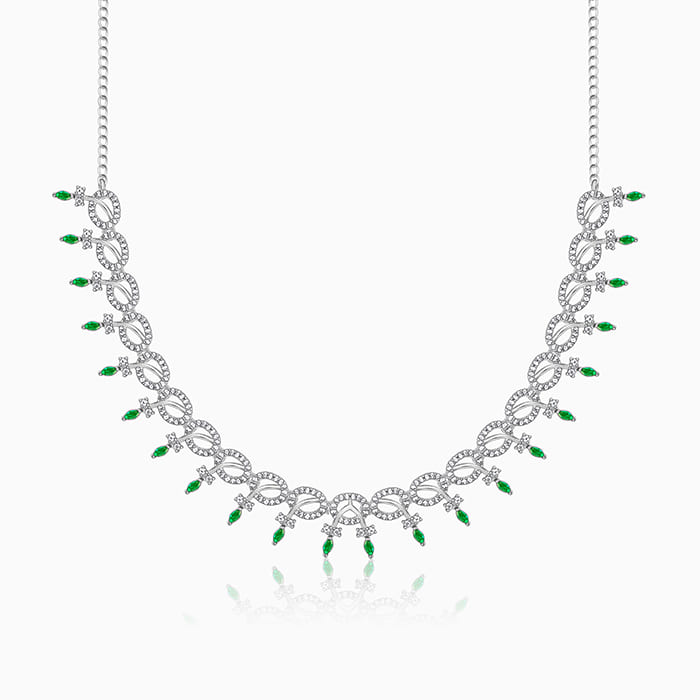 Silver Zircon-Studded Kalash Necklace - Image 1