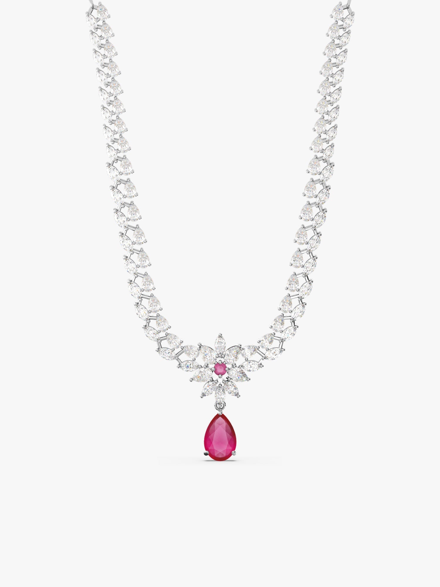 Silver Garland Of Flowers Necklace