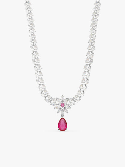 Silver Garland Of Flowers Necklace