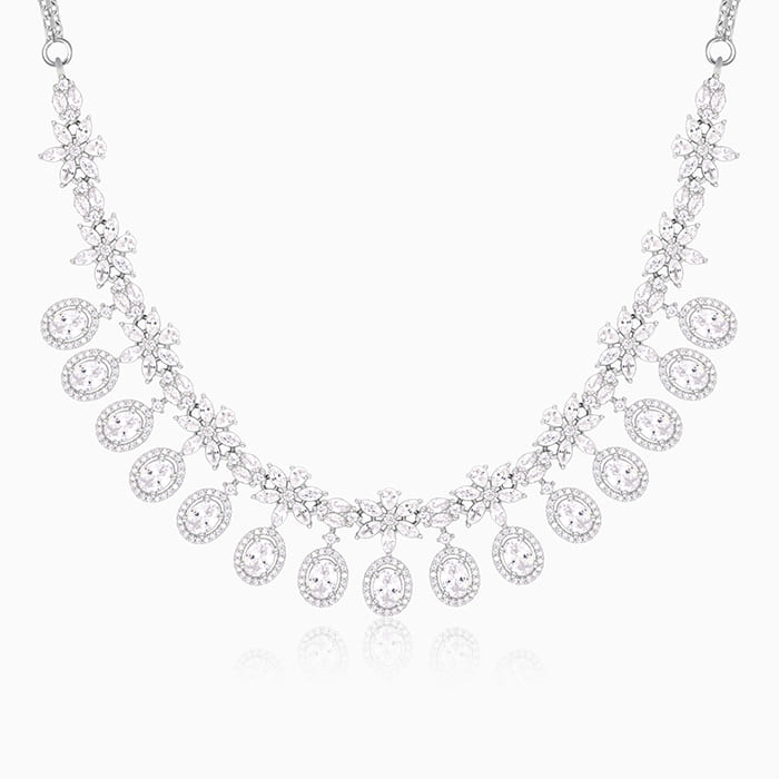Silver Gleaming Bridal Necklace - Image 1