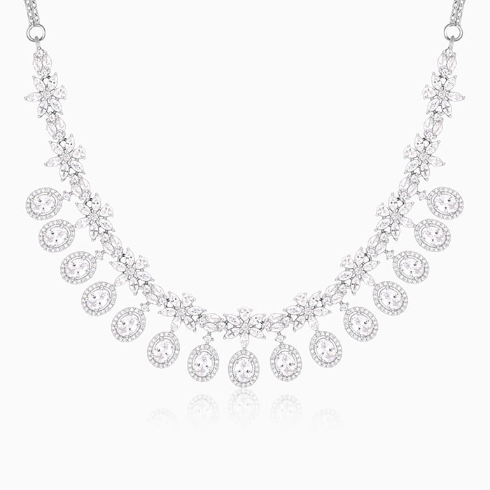 Silver Gleaming Bridal Necklace