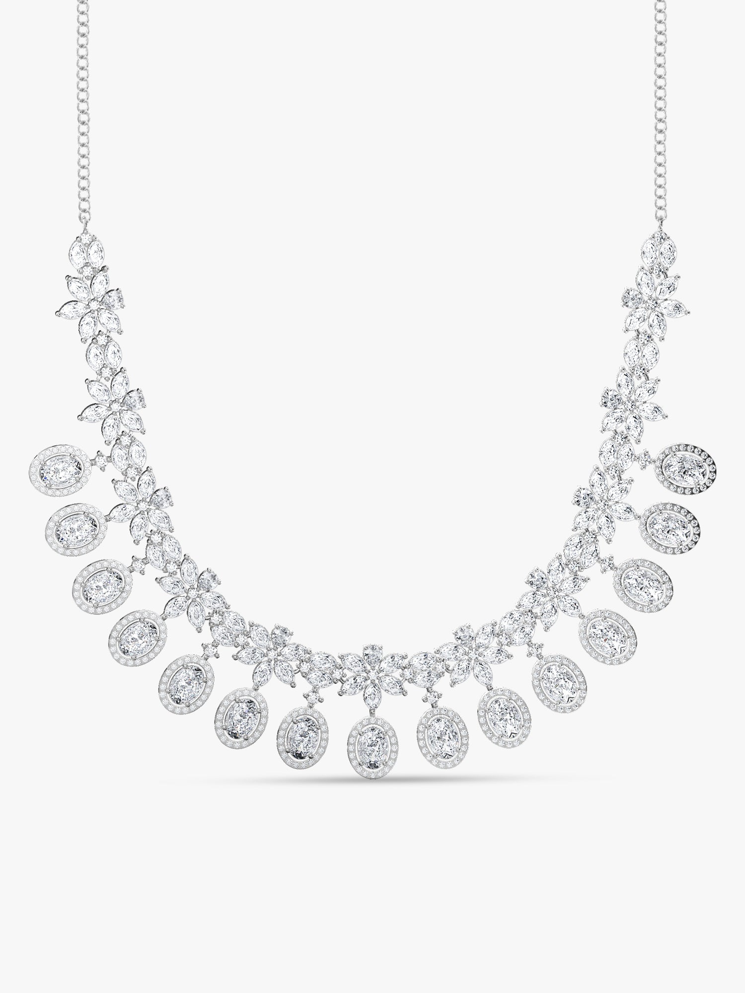 Silver Gleaming Bridal Necklace