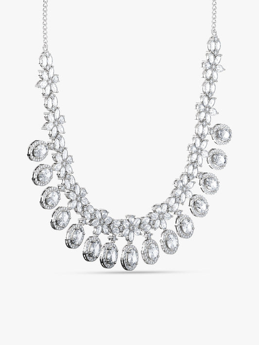 Silver Gleaming Bridal Necklace