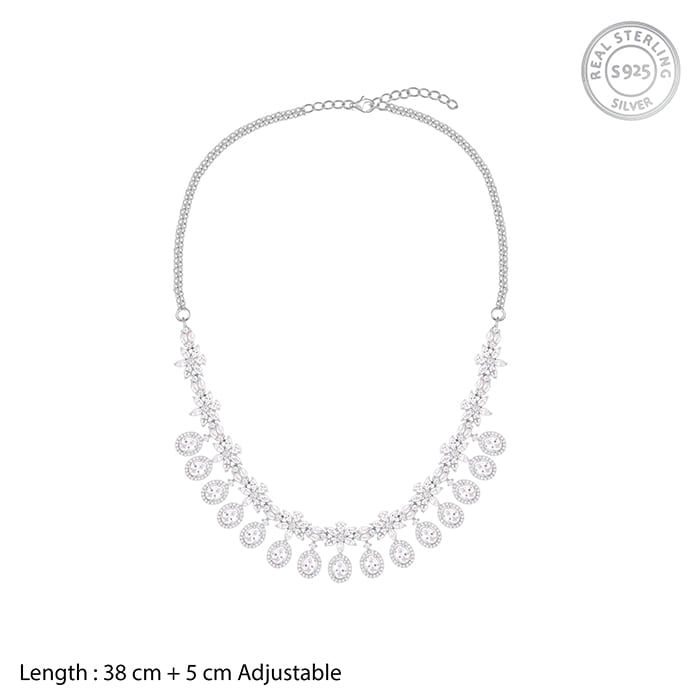Silver Gleaming Bridal Necklace - view 4