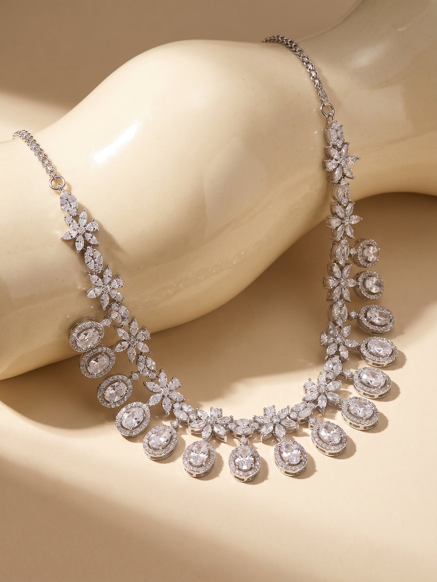 Silver Gleaming Bridal Necklace