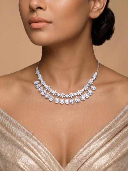 Silver Gleaming Bridal Necklace