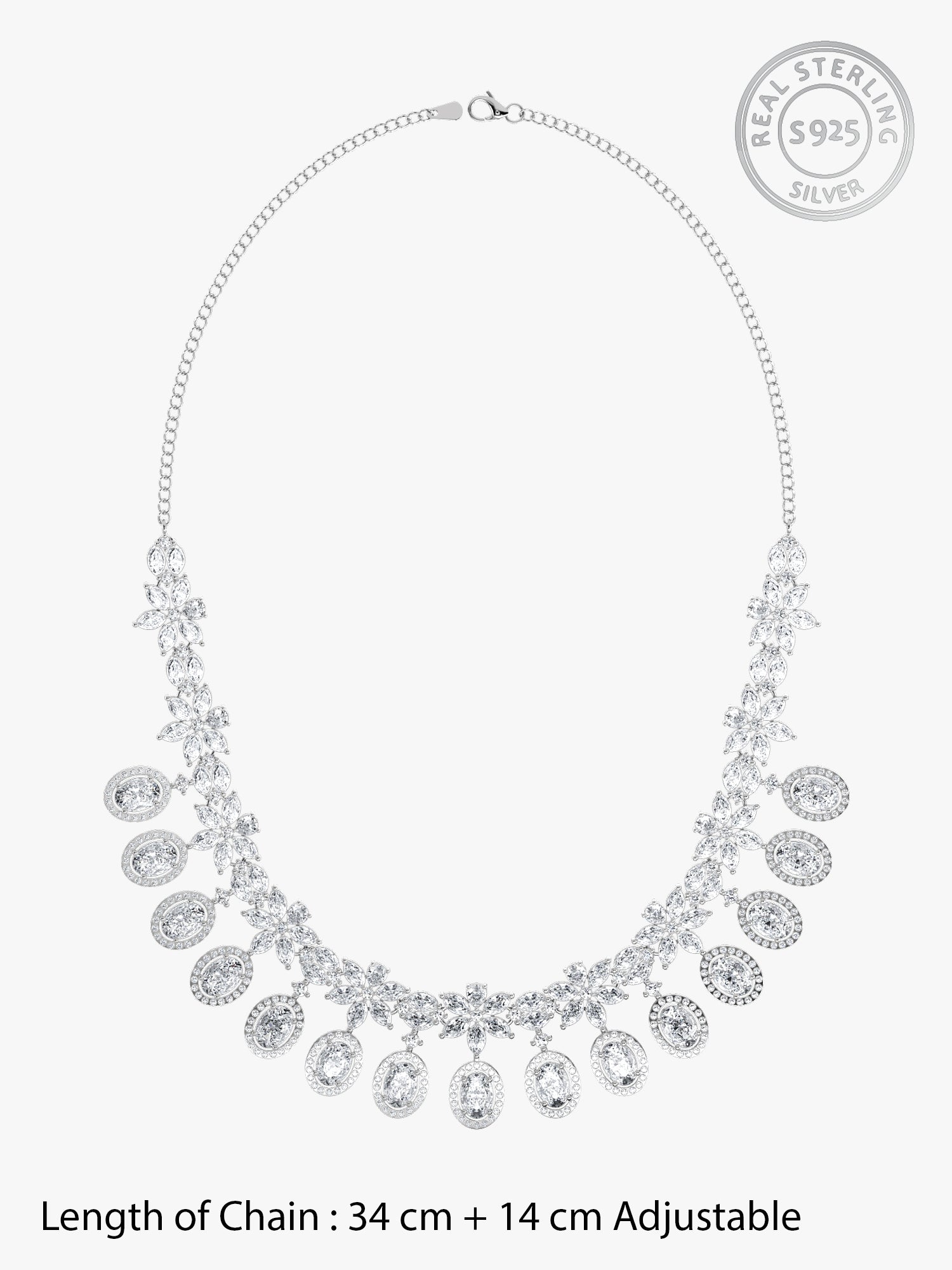 Silver Gleaming Bridal Necklace