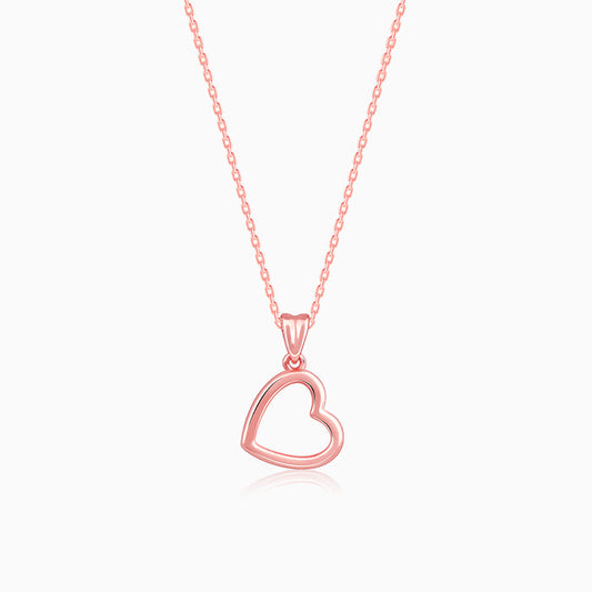 Rose Gold Line Heart Pendant with Box Chain