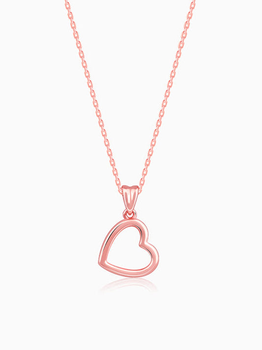 Rose Gold Line Heart Pendant with Box Chain