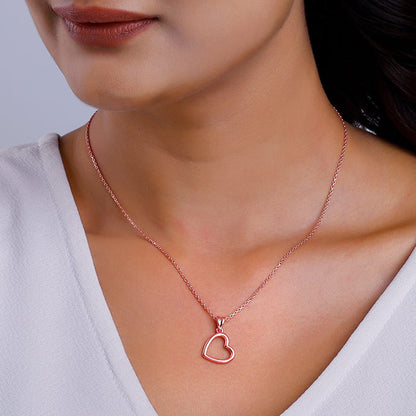Rose Gold Line Heart Pendant with Box Chain