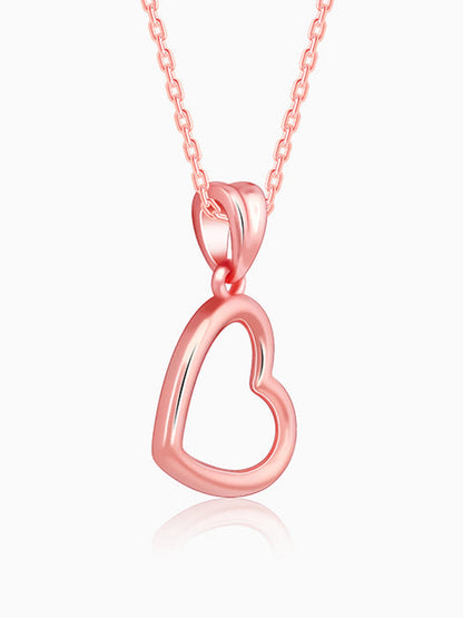 Rose Gold Line Heart Pendant with Box Chain