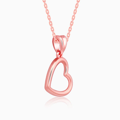 Rose Gold Line Heart Pendant with Box Chain