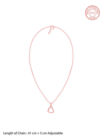 Rose Gold Line Heart Pendant with Box Chain