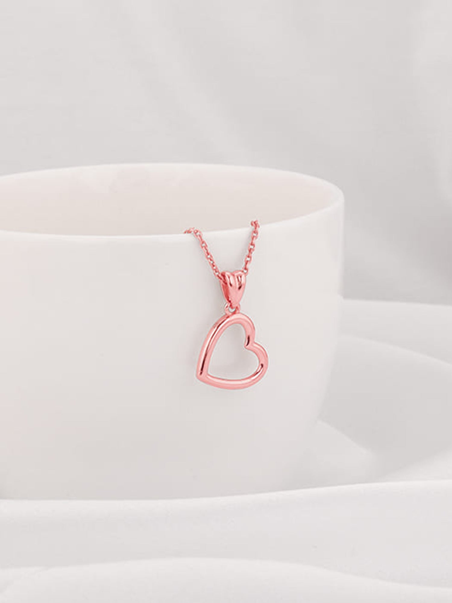 Rose Gold Line Heart Pendant with Box Chain