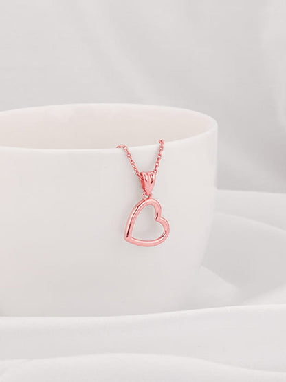 Rose Gold Line Heart Pendant with Box Chain