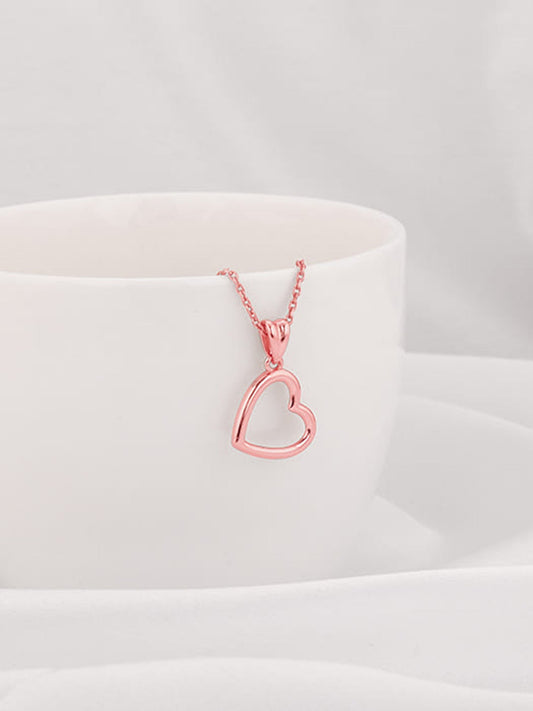 Rose Gold Line Heart Pendant with Box Chain