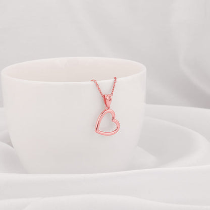 Rose Gold Line Heart Pendant with Box Chain