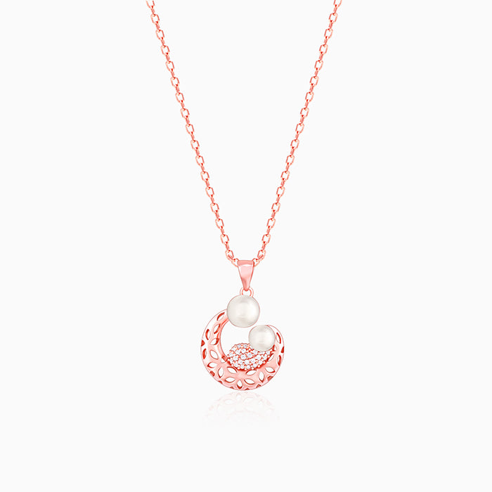 Rose Gold Pearlescent Cuddle Pendant With Link Chain - Image 1