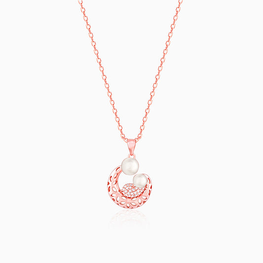 Rose Gold Pearlescent Cuddle Pendant With Link Chain