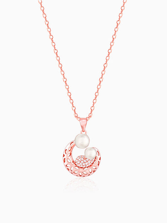 Rose Gold Pearlescent Cuddle Pendant With Link Chain