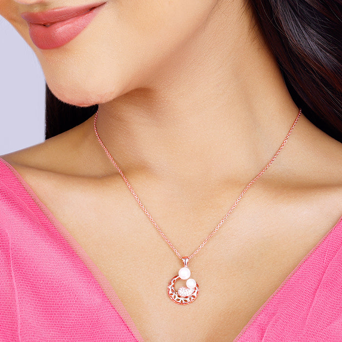 Rose Gold Pearlescent Cuddle Pendant With Link Chain - view 3