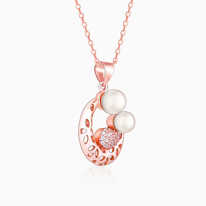 Rose Gold Pearlescent Cuddle Pendant With Link Chain - view 4