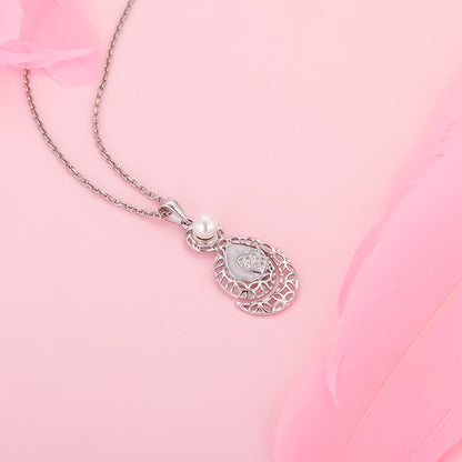 Silver Pure Affection Pendant With Link Chain
