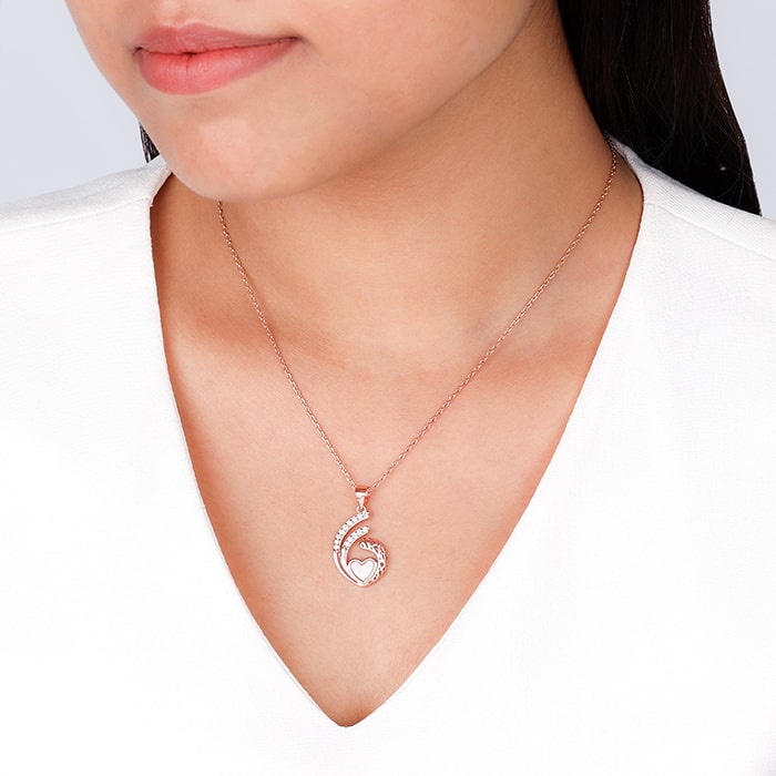 Rose Gold Tender Affection Pendant With Link Chain