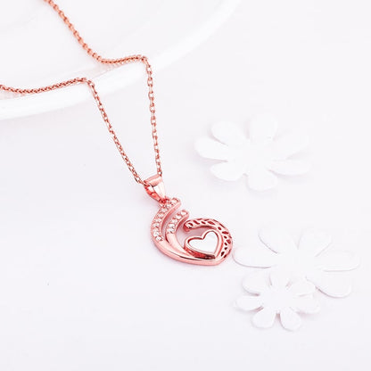 Rose Gold Tender Affection Pendant With Link Chain