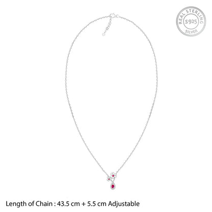 Silver Floral Drop Pendant With Link Chain