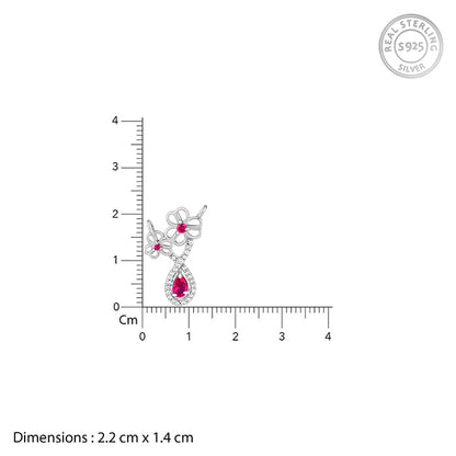 Silver Floral Drop Pendant With Link Chain