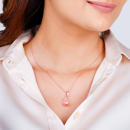 Rose Gold Shield Of Love Pendant With Link Chain