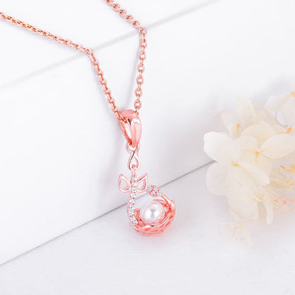 Rose Gold Shield Of Love Pendant With Link Chain