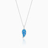 Silver Mystic Blue Leaf Pendant with Link Chain