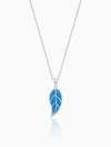 Silver Mystic Blue Leaf Pendant with Link Chain