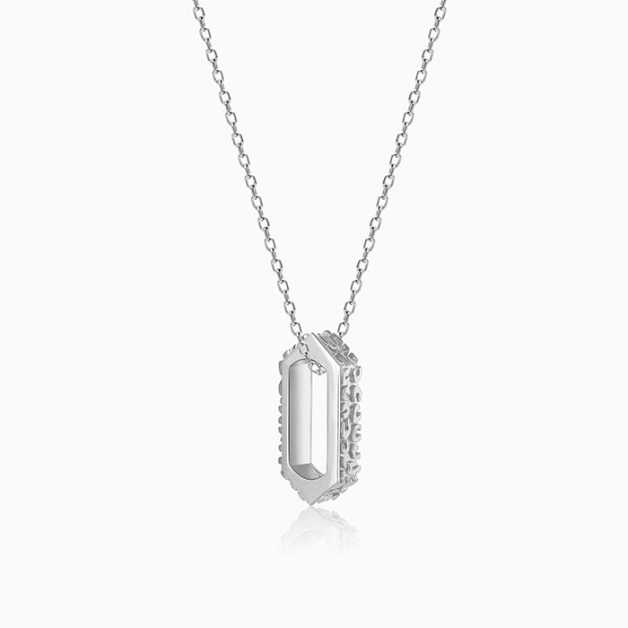 Silver Stylish Hexagon Pendant With Link Chain