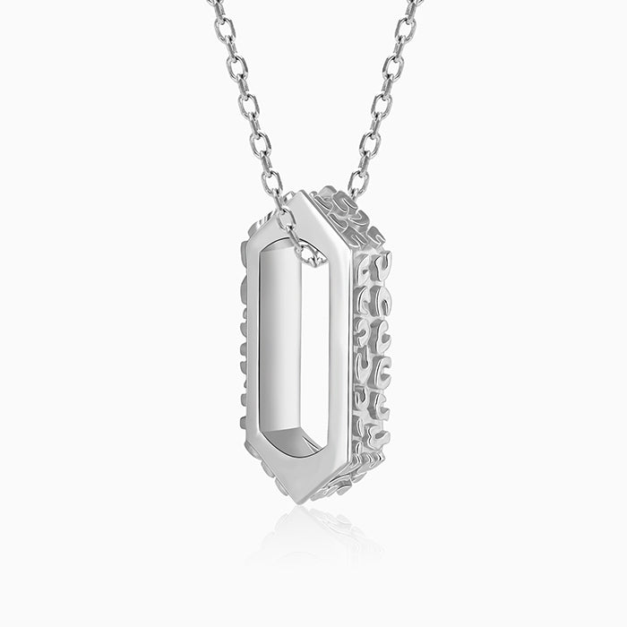 Silver Stylish Hexagon Pendant With Link Chain