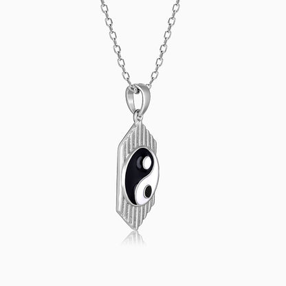 Silver Yin And Yang Energy Pendant With Link Chain