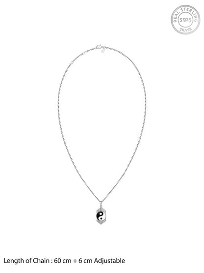 Silver Yin Yang Pendant With Link Chain For Him