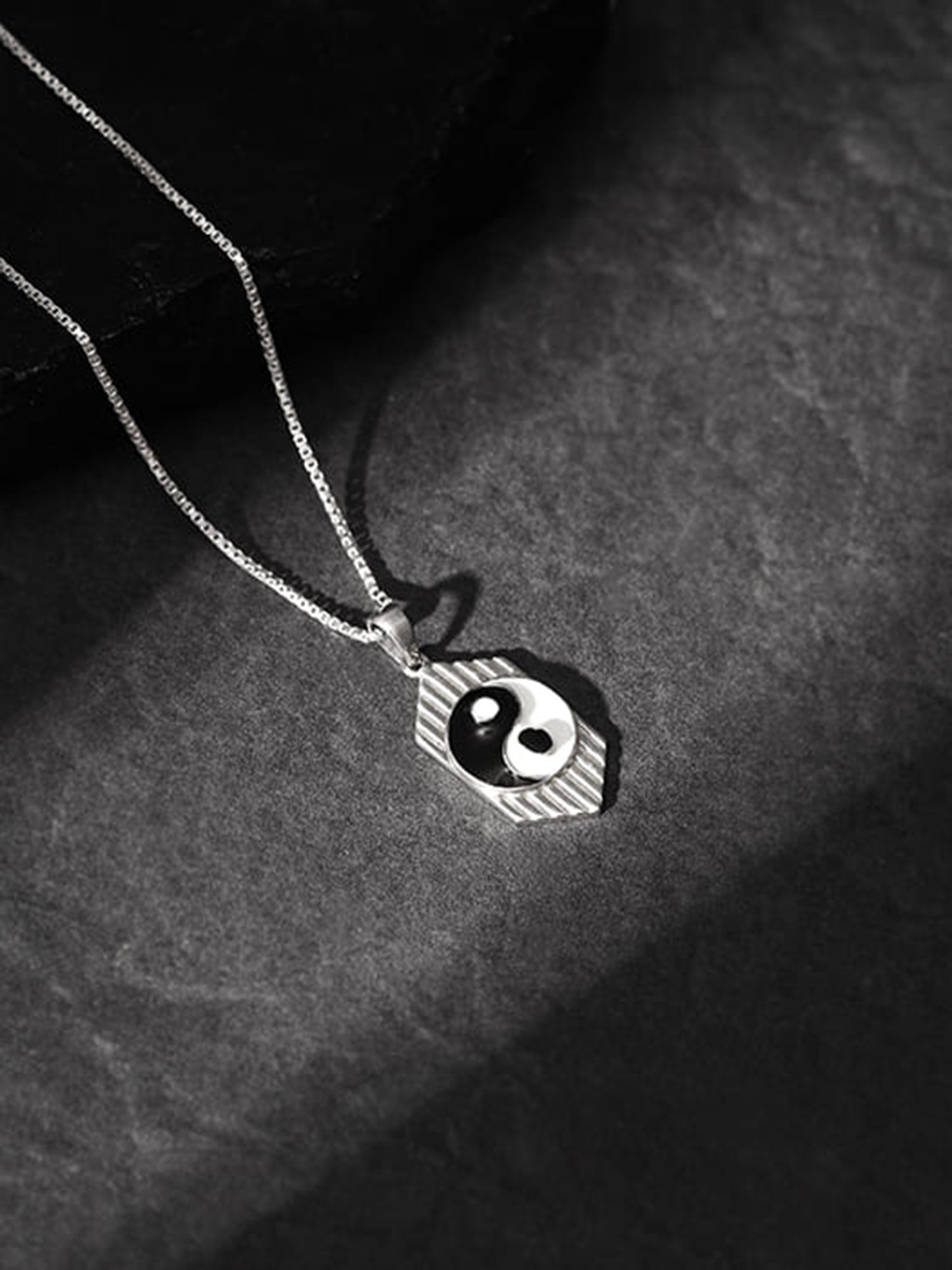 Silver Yin Yang Pendant With Link Chain For Him