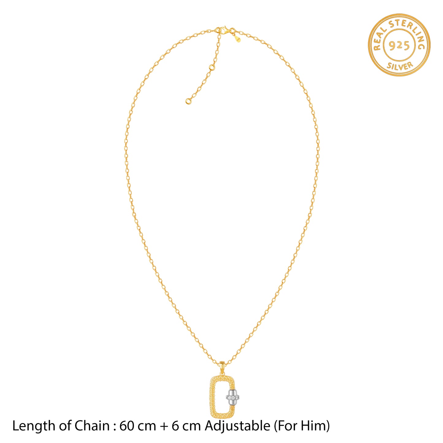 Golden Rectangular Beauty Pendant With Link Chain